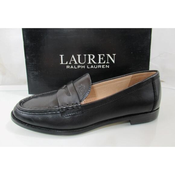 Women's LAUREN Ralph Lauren Wynnie Burnished Leather Penny Loafer Black - Picture 2 of 10